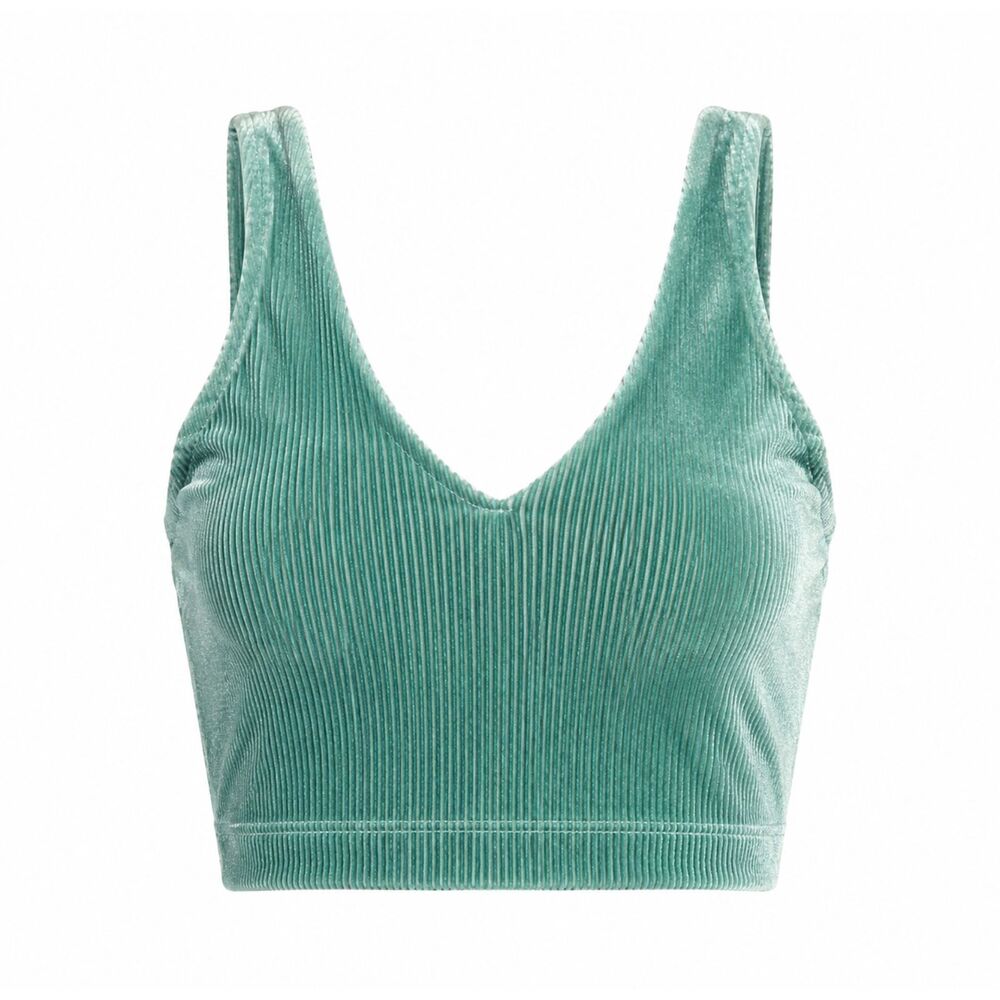 Out From Under Mint Green Velvet Ribbed Bralette Crop Top Size S Y2K